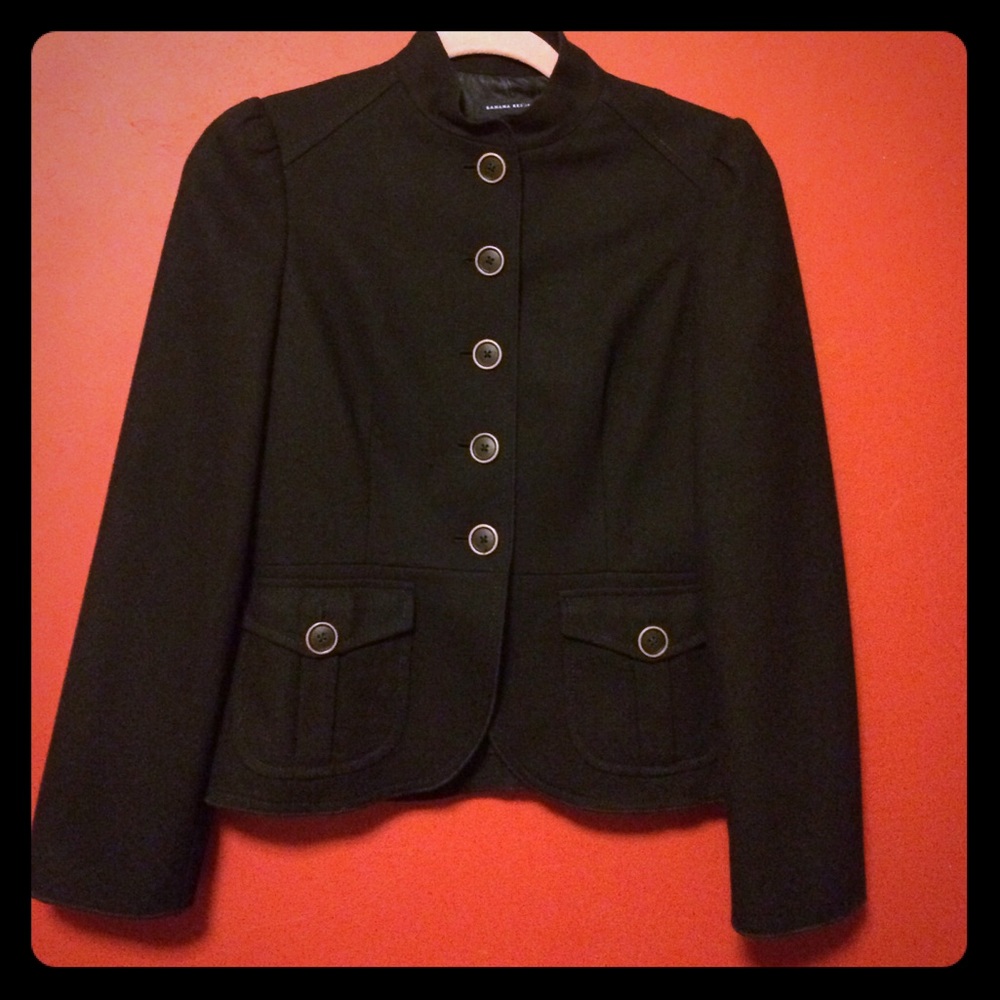 Collared Black Wool Banana Republic Blazer