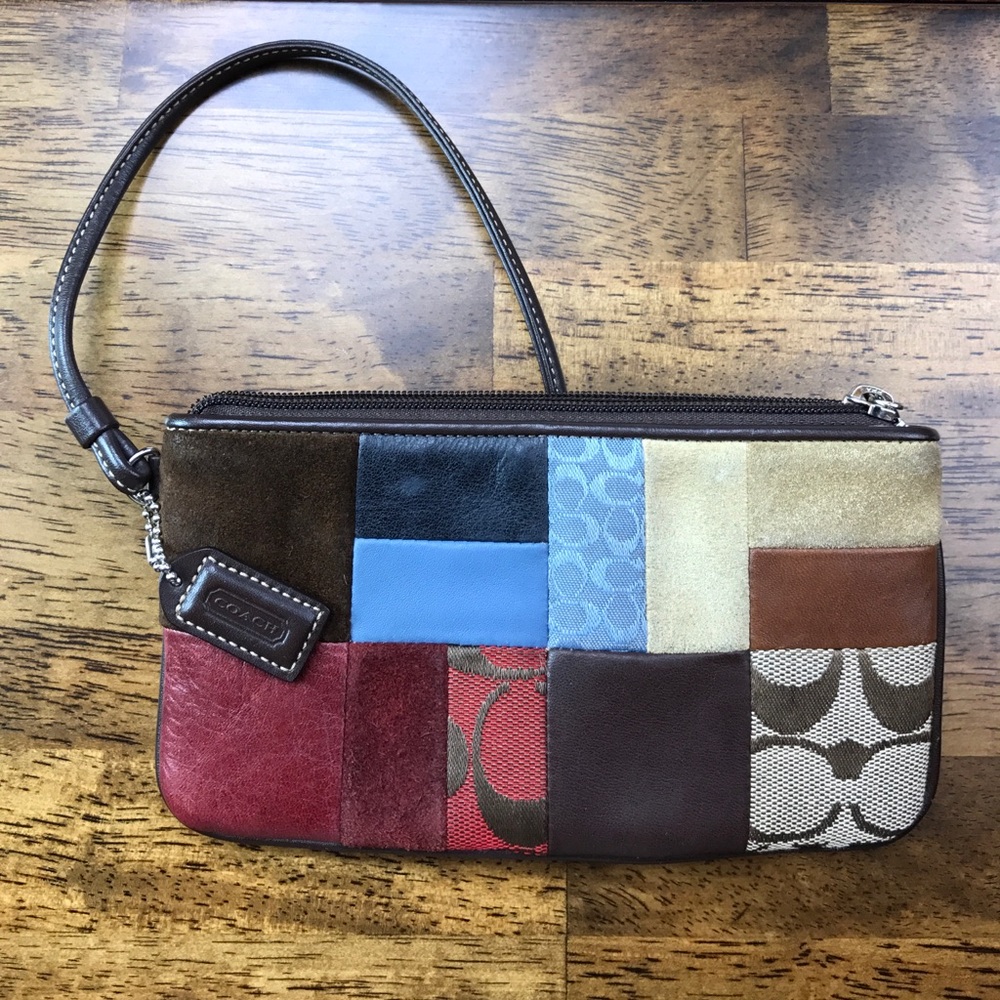 Large Coach Signature Patchwork Wristlet EUC