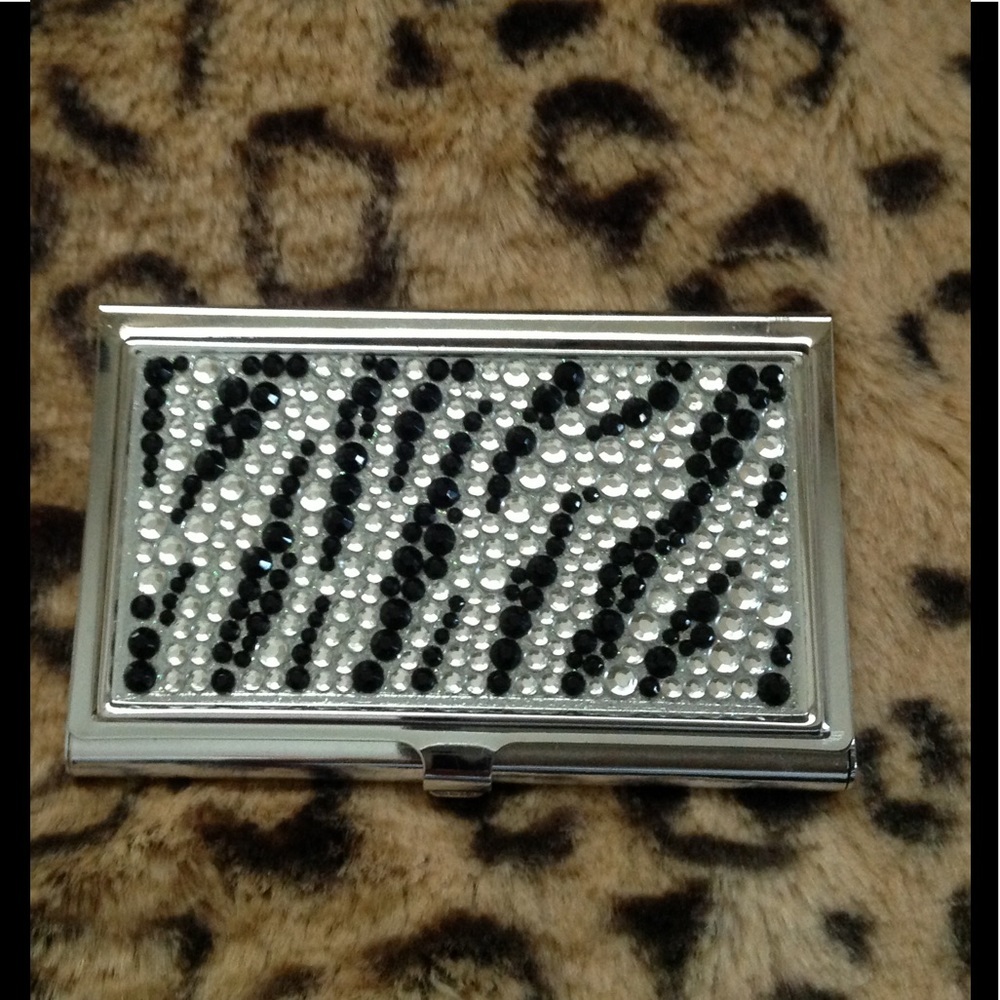 Zebra Rhinestone Business Card Case New
