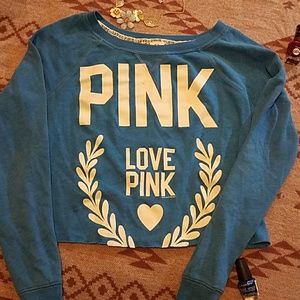 PINK Blue Sweater Crop