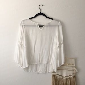 Flowy White Cut Out Blouse