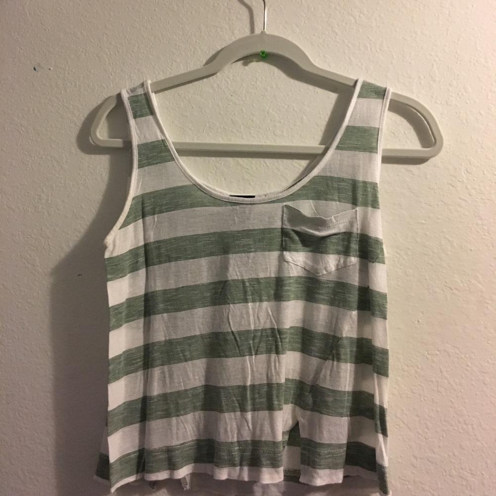 Green and white stripped tank