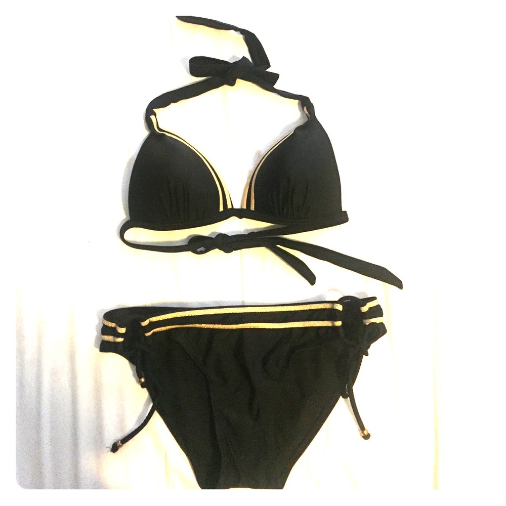 Black, two piece swim suit