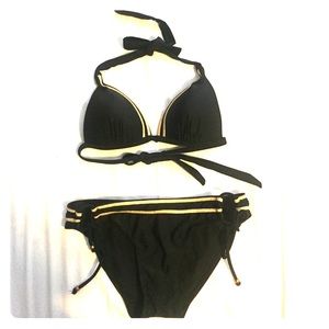 Black, two piece swim suit