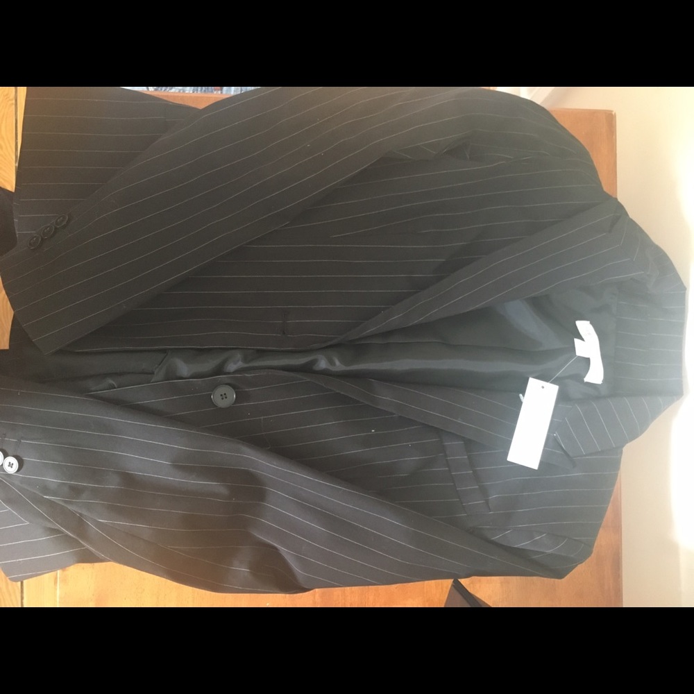 New York company blazer black and white pin stripe