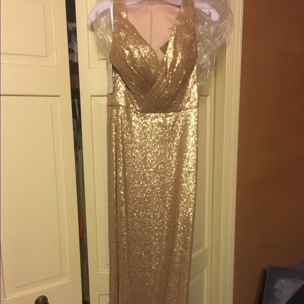 Barijay Gold Sequin Bridesmaid Dress