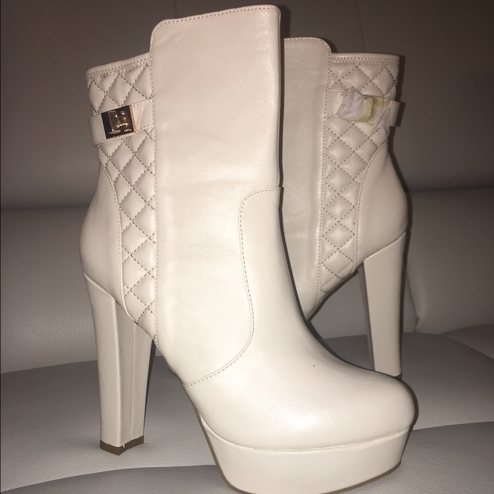 Pearl white platform Boot 5'' heel w/ 1'' platform
