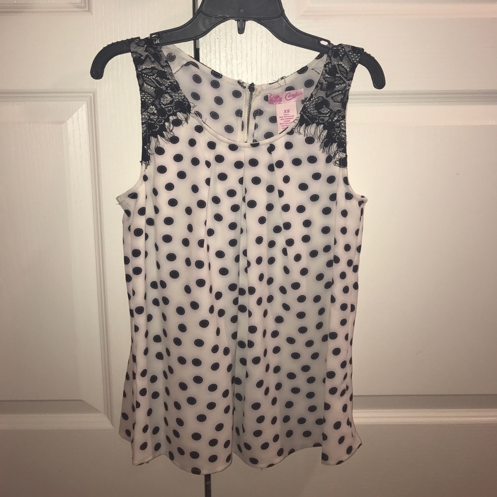 Never worn dressy polka dot top