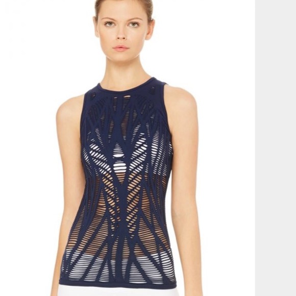 ALO Yoga Tops - Vixen fitted tank (navy)