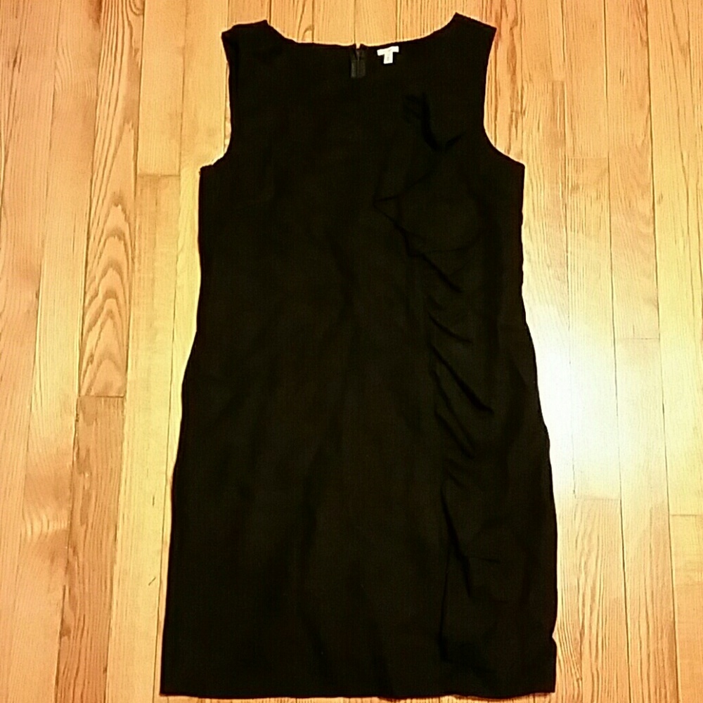 Jcrew black wool ruffle dress