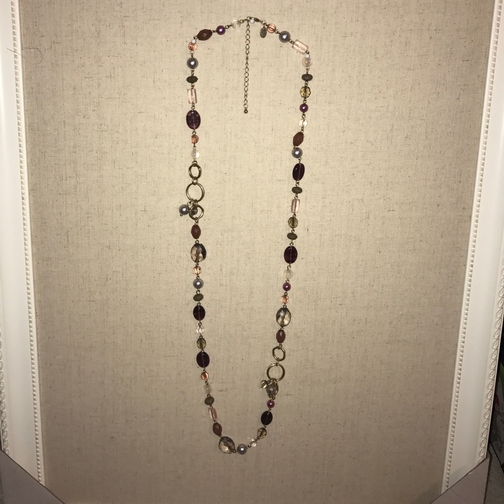 Lia Sophia 19" long gold & pink/mauve beads