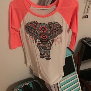 Coral and white shirt