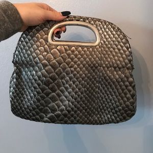 Crocodile skin clutch