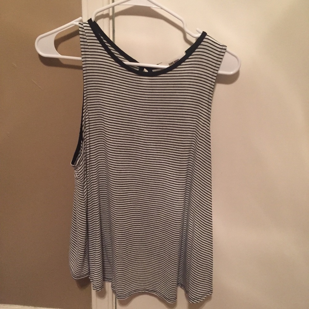high to low black & white striped tank