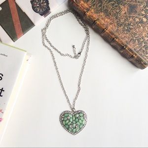 Turquoise color stone heart shaped long pendent