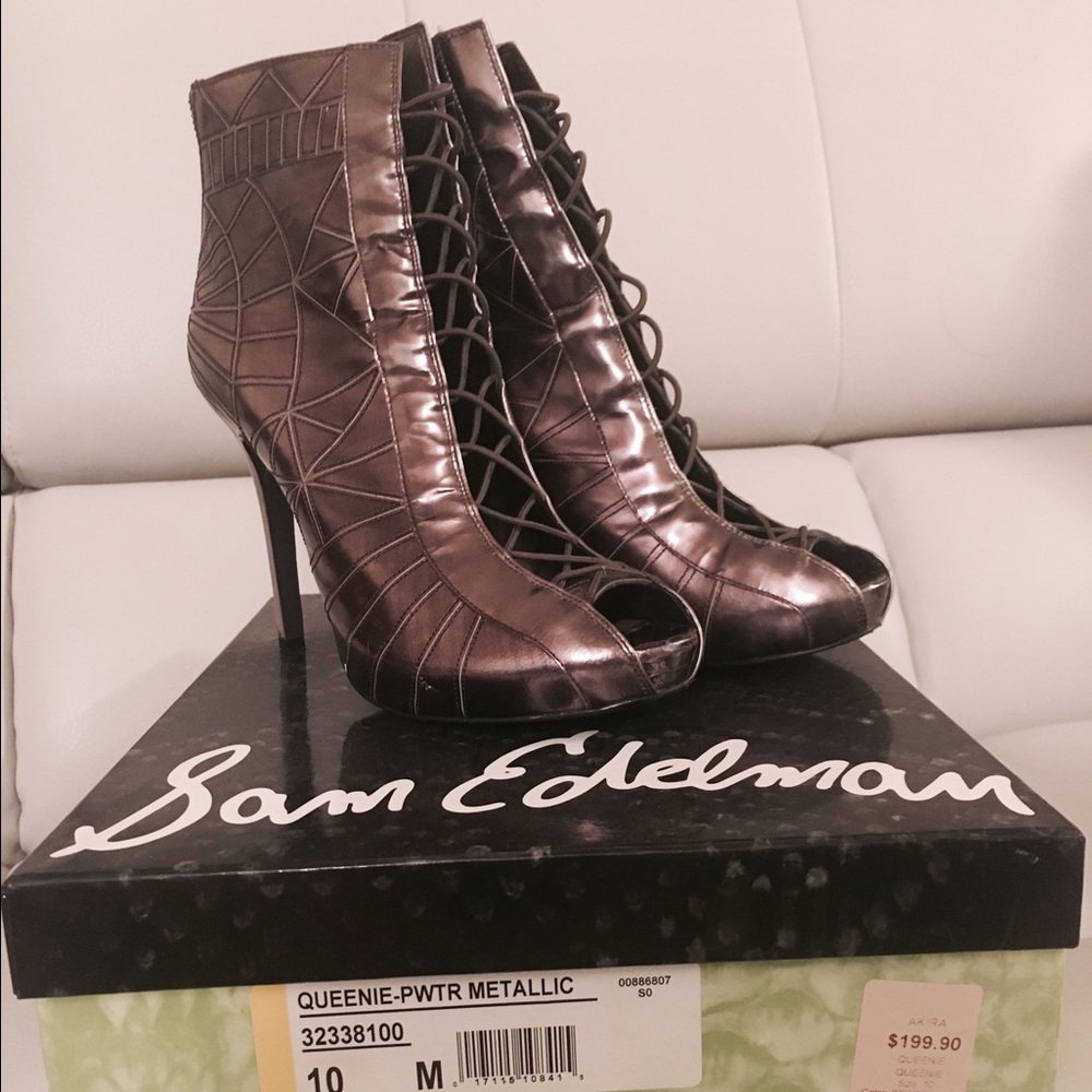 Metallic Peep toe Heel