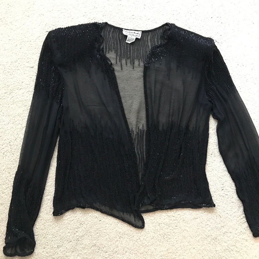 Black top with sequence beads