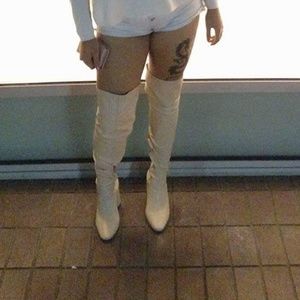 Nude thigh high shoes