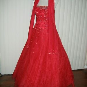 Strapless Red Ballgown