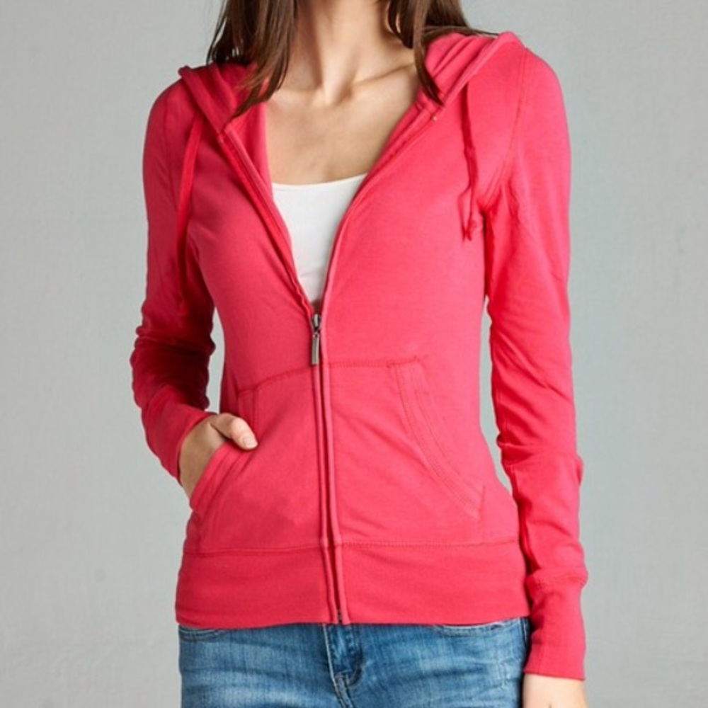 Bright Pink Zipped Hoodie