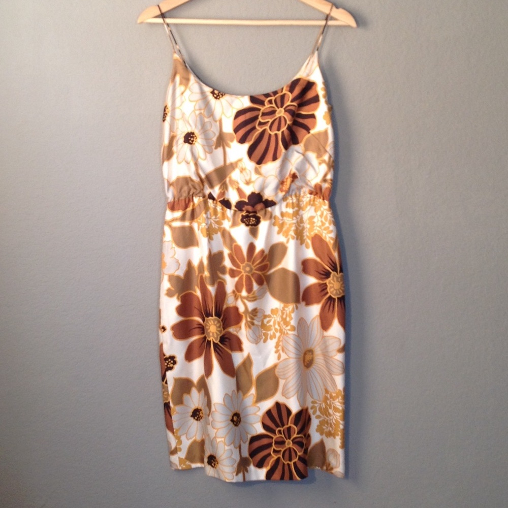 Jcrew neutral floral print skinny strap dress