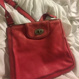 Pink fossil cross body bag