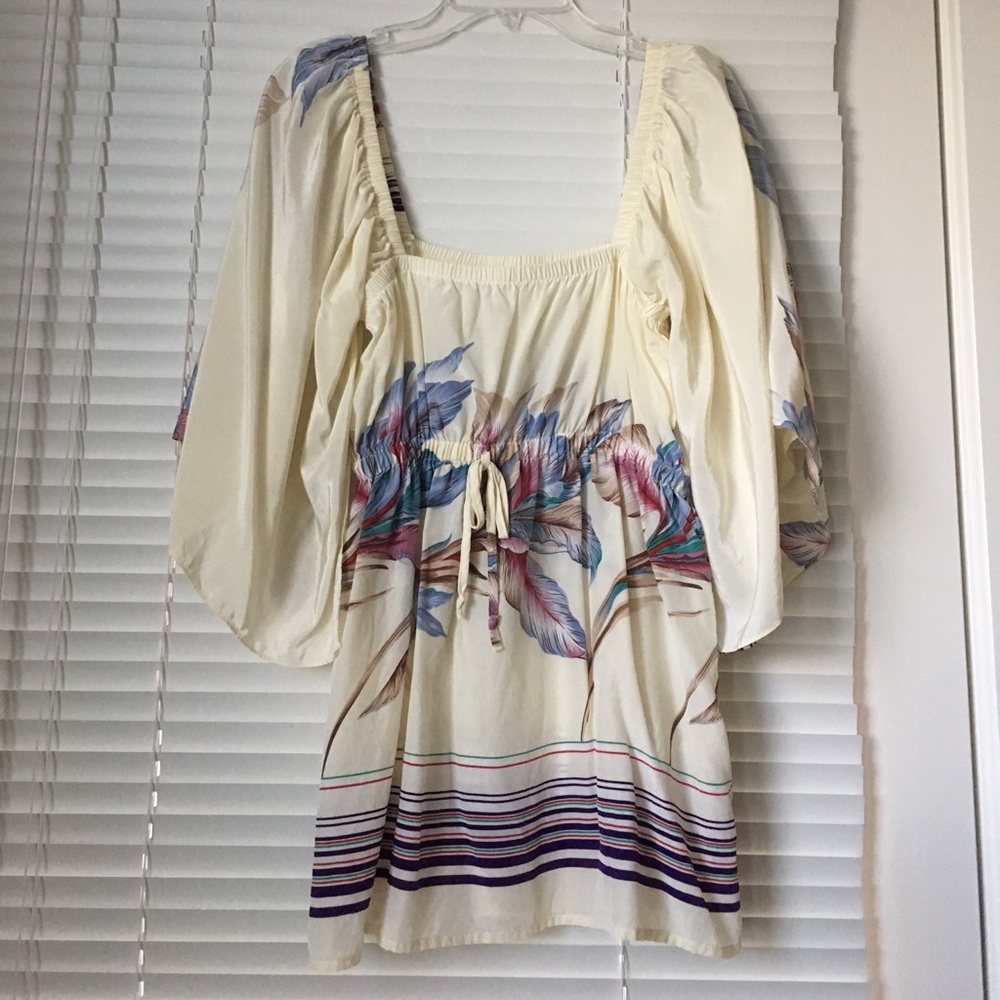 Yumi Kim Printed Silk Kimono Sleeve Top Blouse M