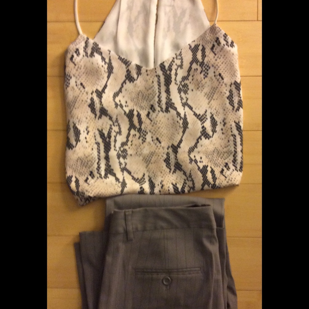 Gray with Black Pinstripe Express Editor Pants