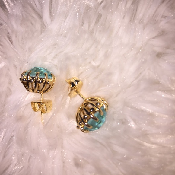 Blue turquoise earrings - Picture 2 of 2