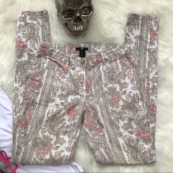 H+M Cream Coral Paisley jeans - Picture 6 of 7