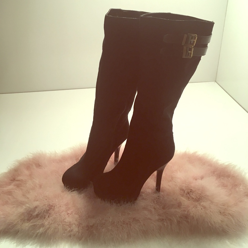 6 inch heel above knee black suede super sexy!!