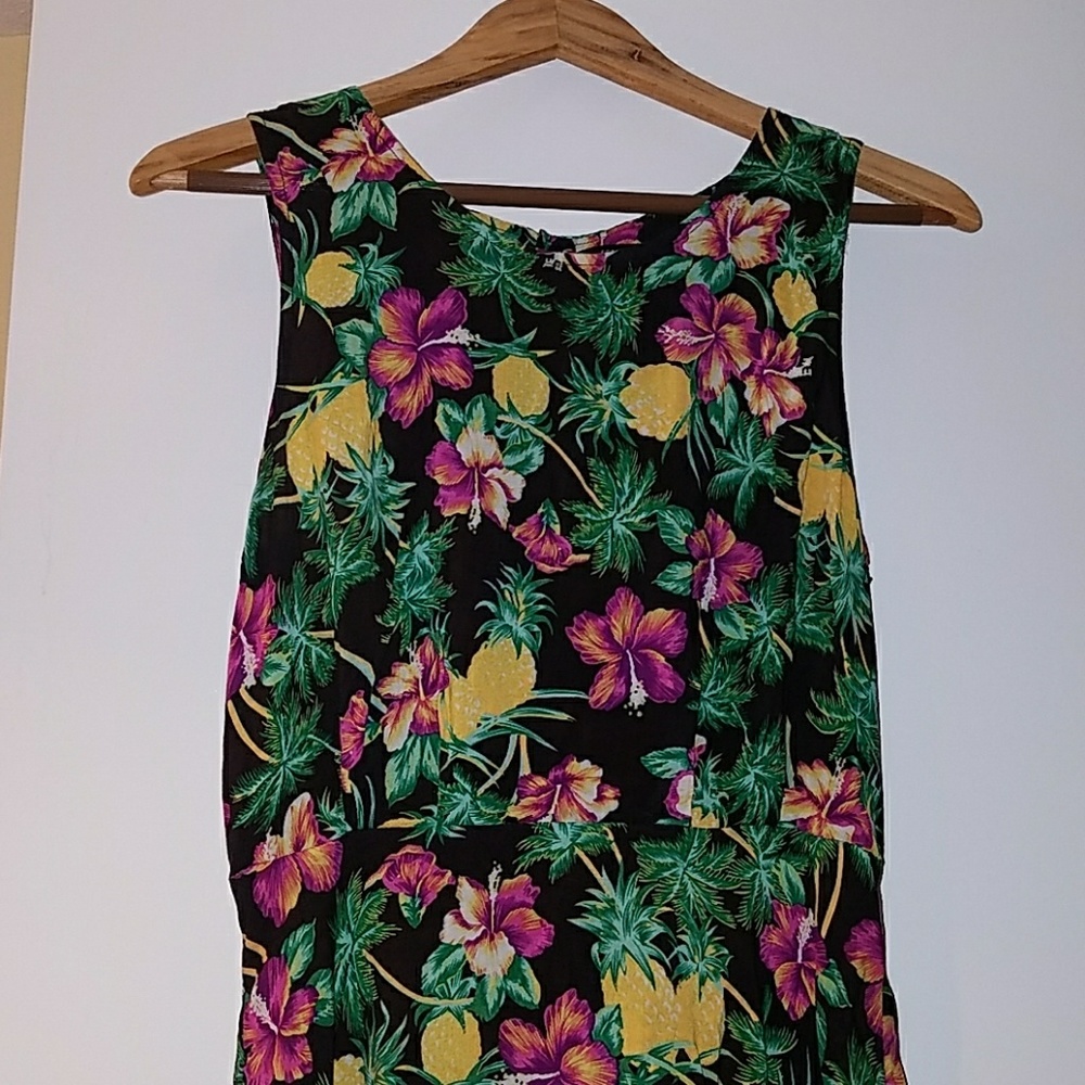 Tropical Hawaii Pineapple Floral Sun Summer Dress
