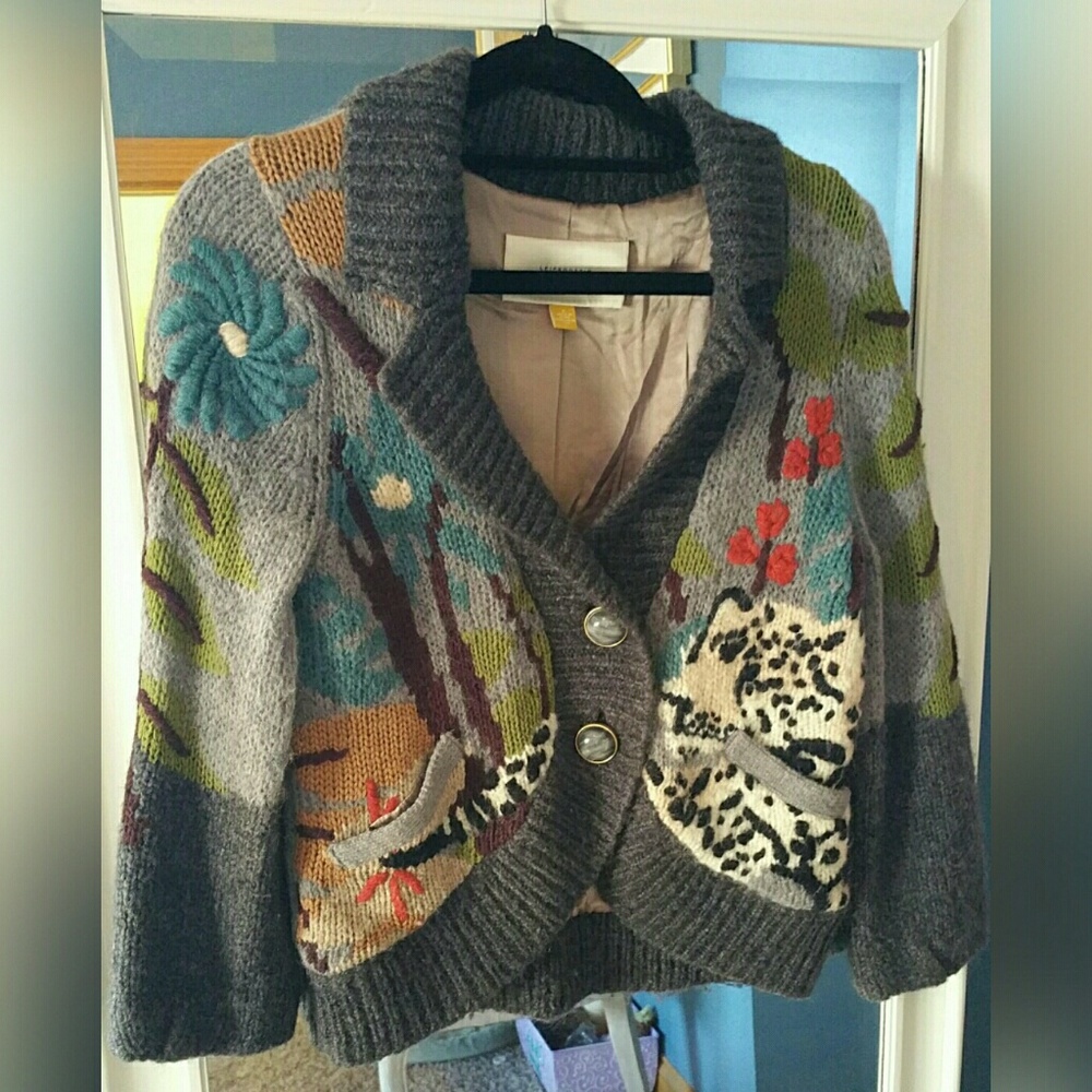 Anthropologie Leifsdottir animal cardigan - S