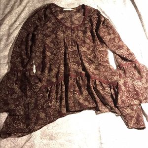 Burgundy flowy blouse