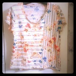 Hannah XL Floral/Striped Tee