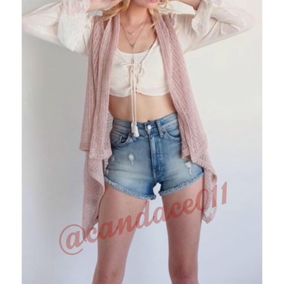 CC Boutique Jackets & Blazers - Crochet Low-Hi Vest (Blush)