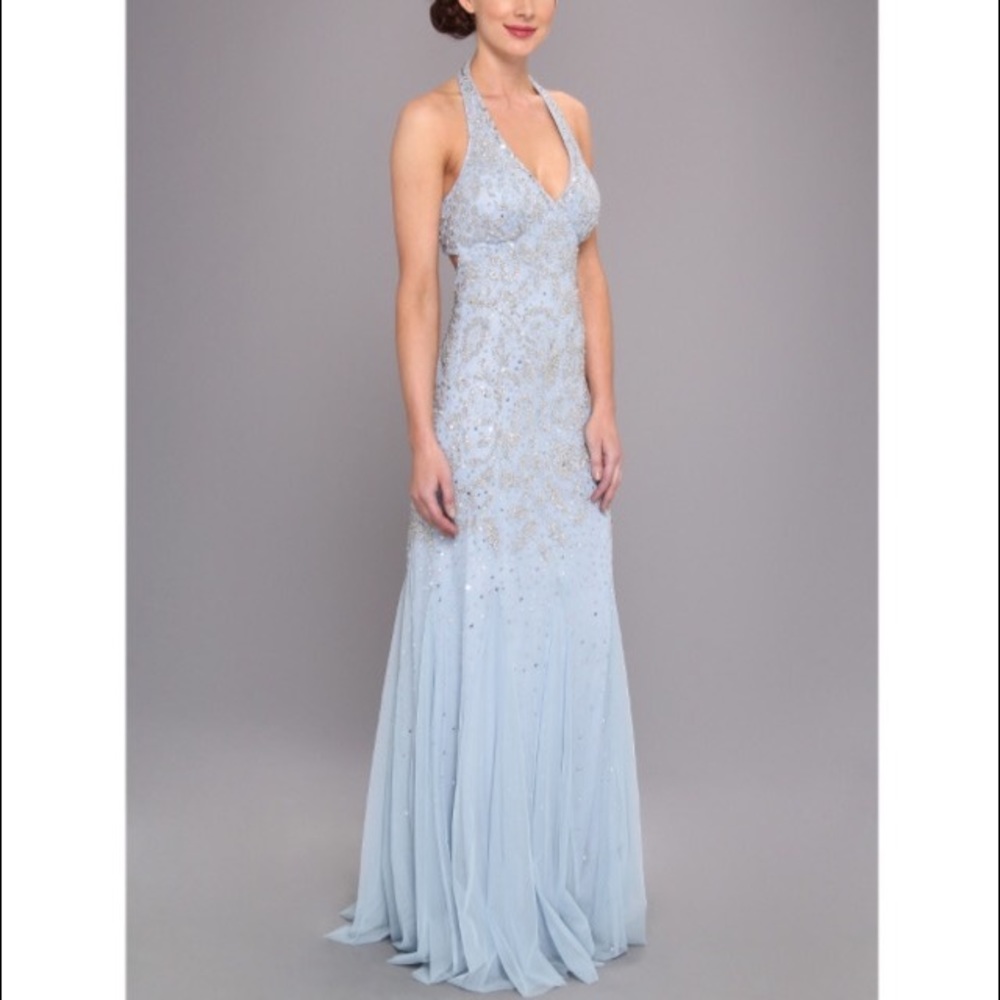 **NEW** Adrianna Papell Light Blue Halter Gown