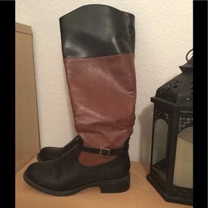 Black and tan riding boots