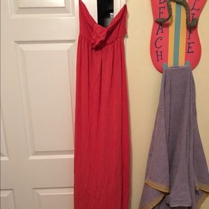 Strapless open back pink dress