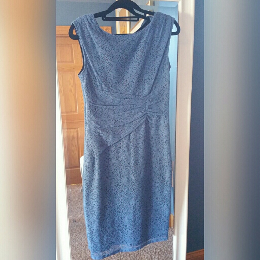 Adrianna Papell blue lace sheath dress - 2
