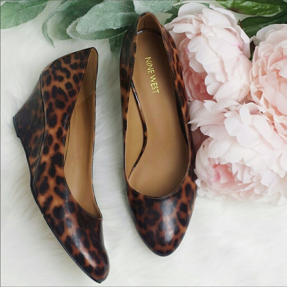 Nine West Leopard Print Patent Leather Mela Wedge