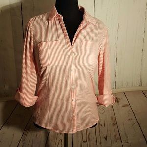 Tailored Pink Striped Button Up from Ann Taylor