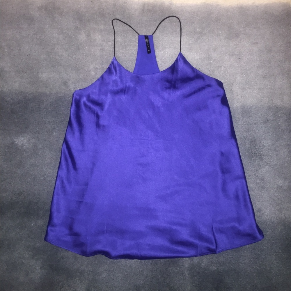 Blue satin tank