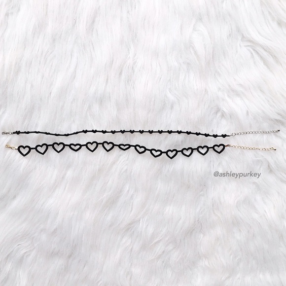 🌸4 for $10🌸 set 2 black heart choker necklaces - Picture 2 of 3