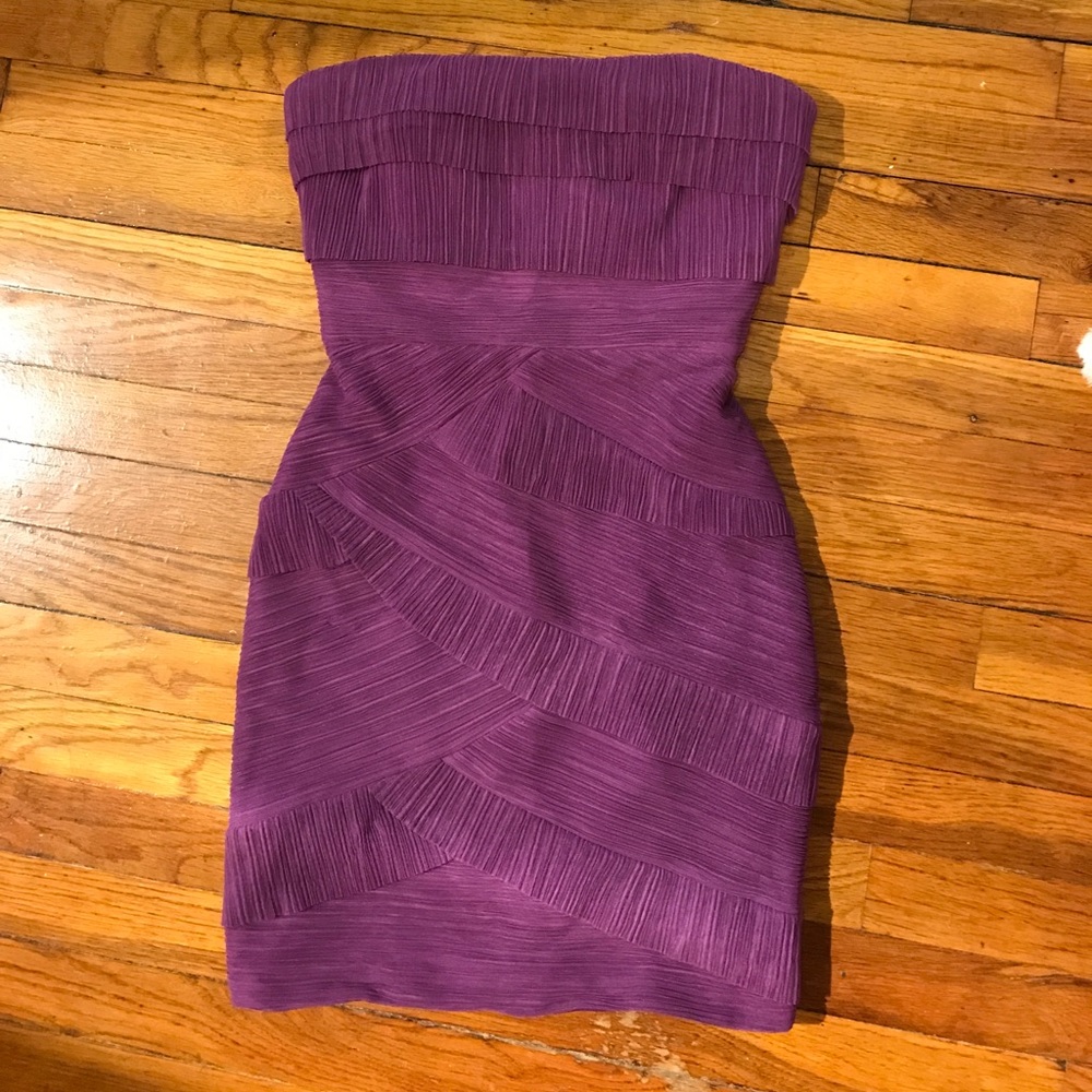 Purple strapless BCBG mini dress