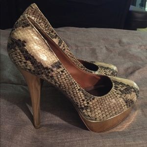 Snakeskin with GOLD trim Pumps
