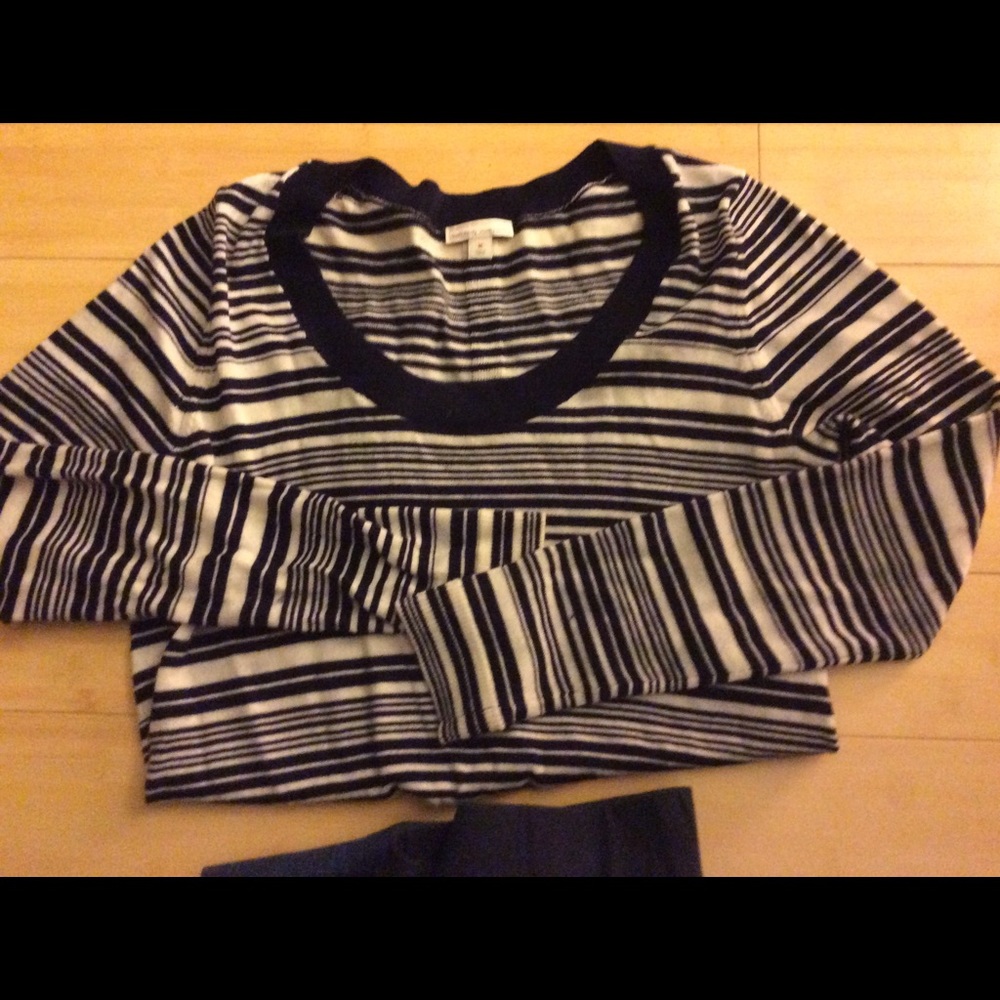 Navy Blue & Cream Striped Gap Maternity Sweater