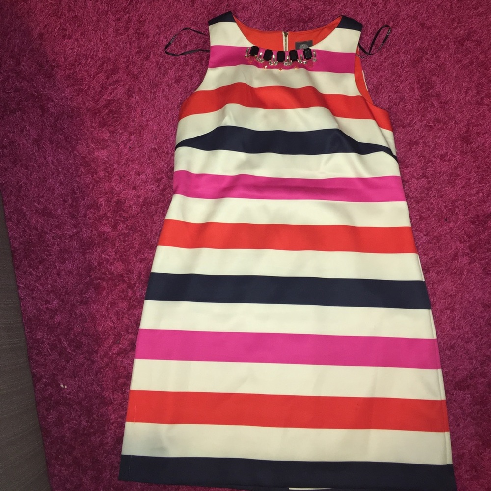 Striped Bejeweled Vince Camuto sheath dress