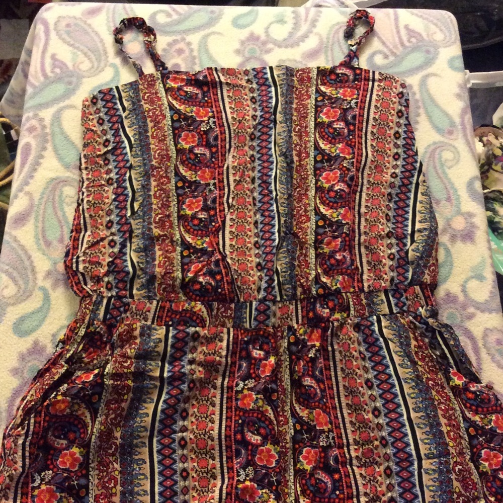 Multicolored, ankle-length romper .. with pockets