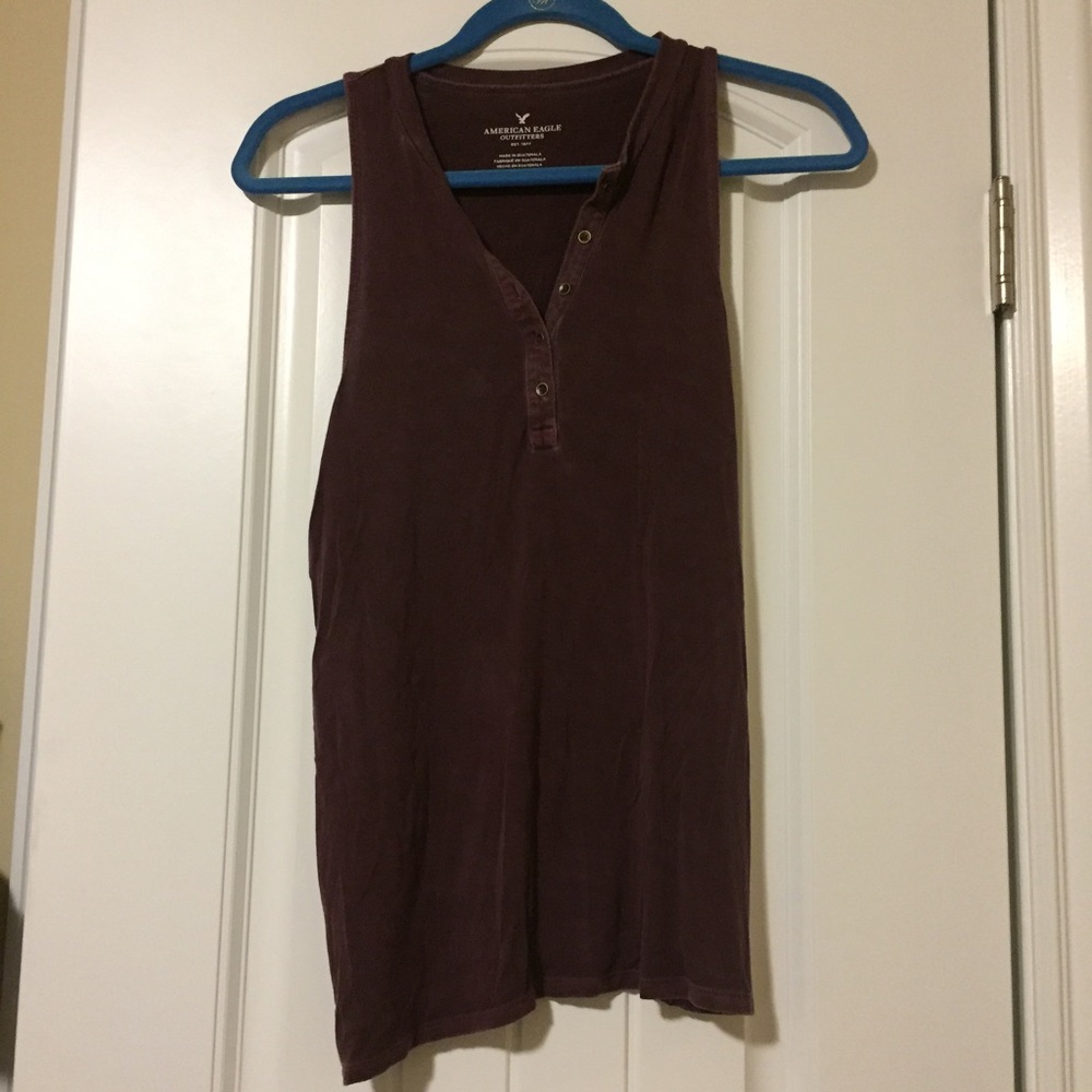 American eagle burgundy Henley top
